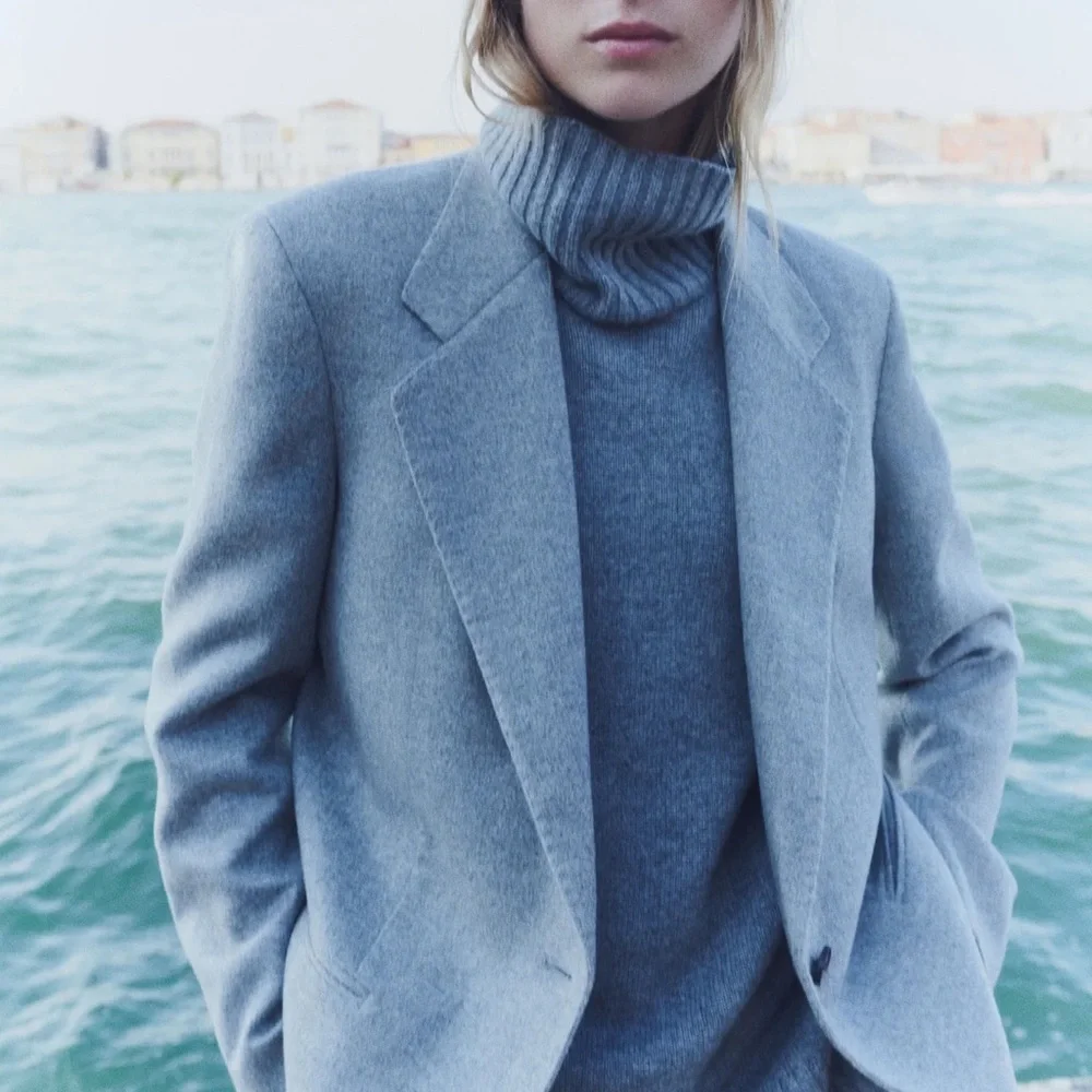 Lafayette 148 NWT 100% cashmere melange single button blazer L nickel - Picture 4 of 9